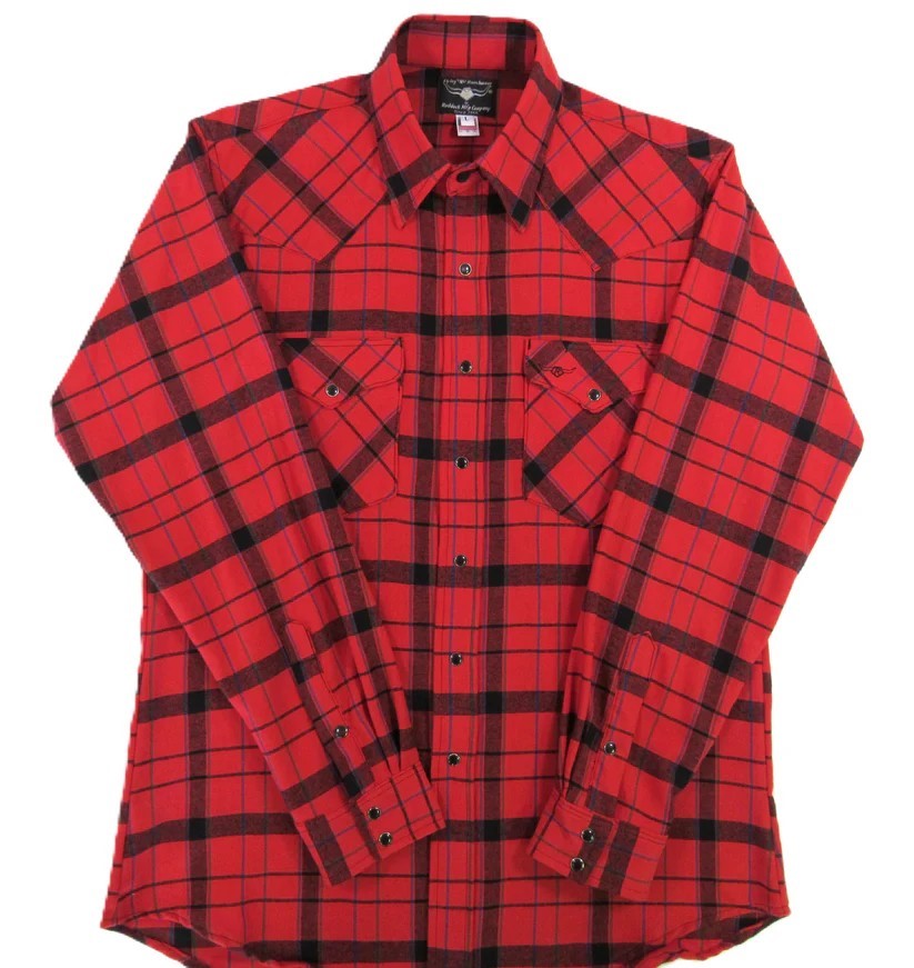 Men&#39;s Flannel Western Shirt - Big Red Plaid