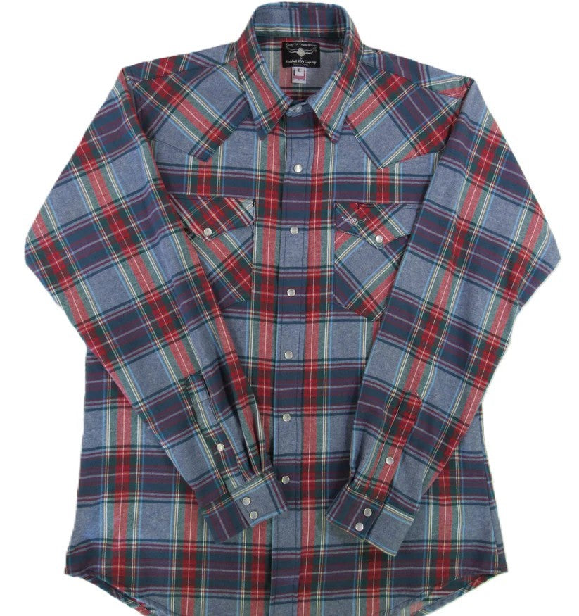 Men&#39;s Flannel Western Shirt - Chambray Plaid