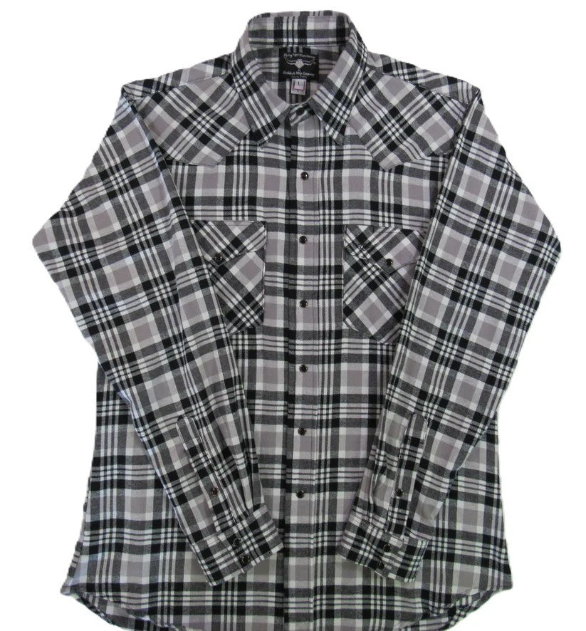 Men&#39;s Flannel Western Shirt - Cloud Gray Plaid