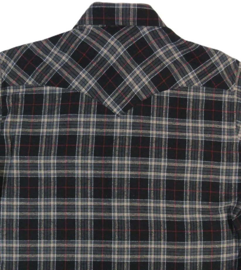 Men's Flannel Western Shirt - Midnight Black Plaid