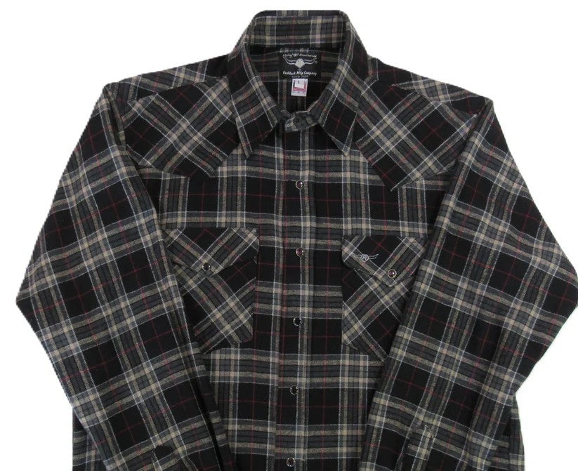 Men's Flannel Western Shirt - Midnight Black Plaid