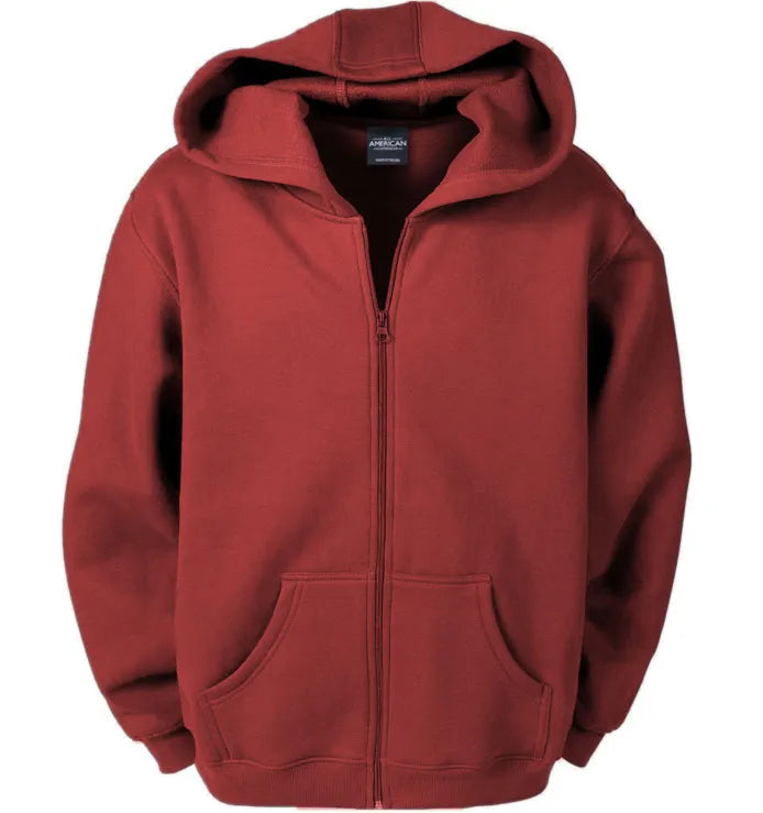 Full Zip Hooded Sweatshirt | All American Clothing Co. M / Red for unisex | [ Adult ]