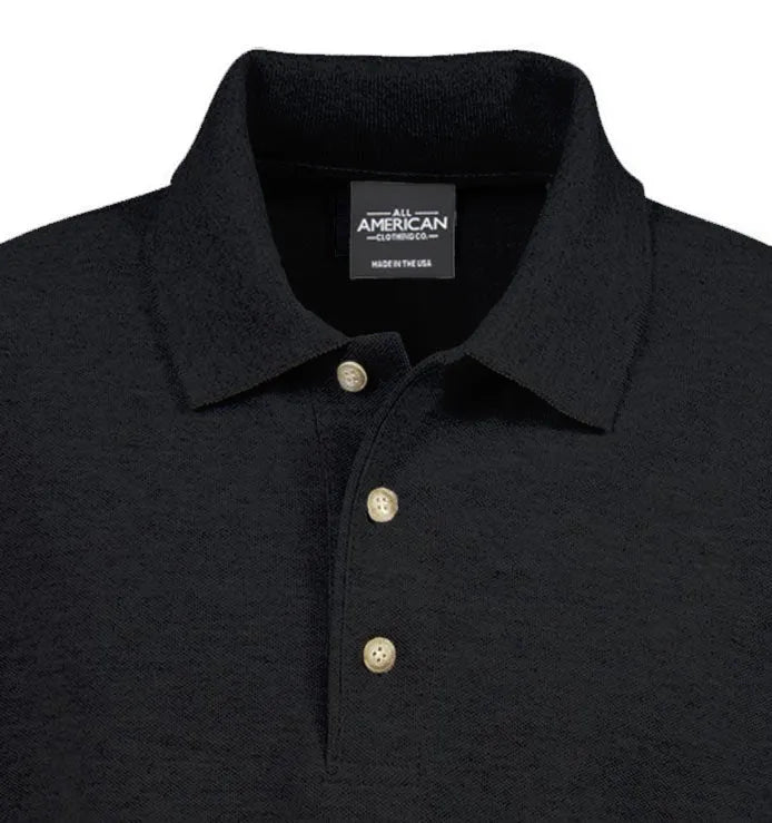 All American Clothing Co. - Long Sleeve Pique Cotton Polo Akwa