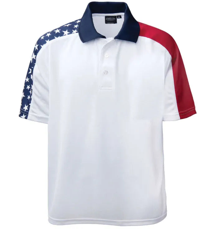 All American Clothing Co. - Men&#39;s Patriotic Dry Wicking Polo Shirt Akwa