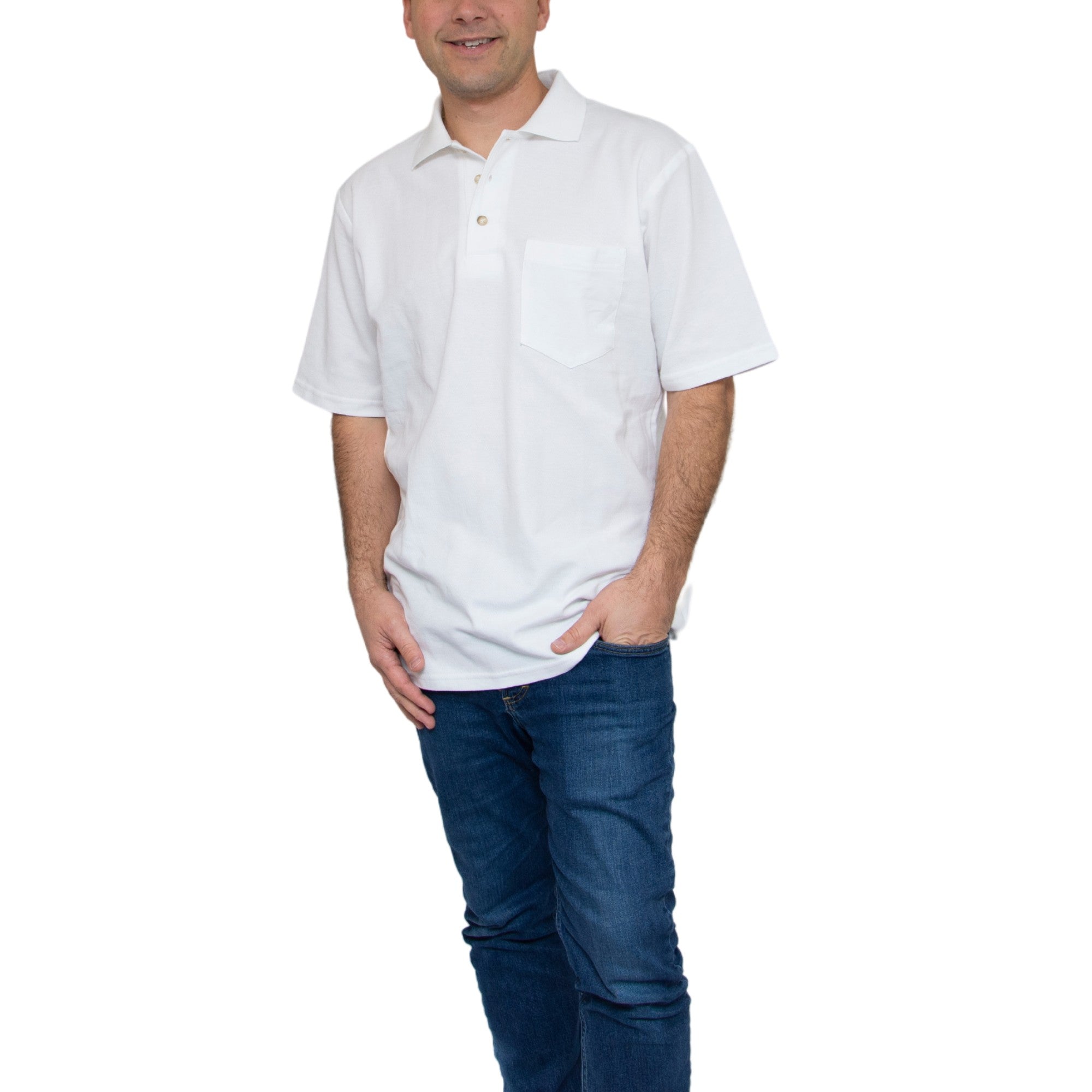 All American Clothing Pique Cotton Polo With Pocket Akwa