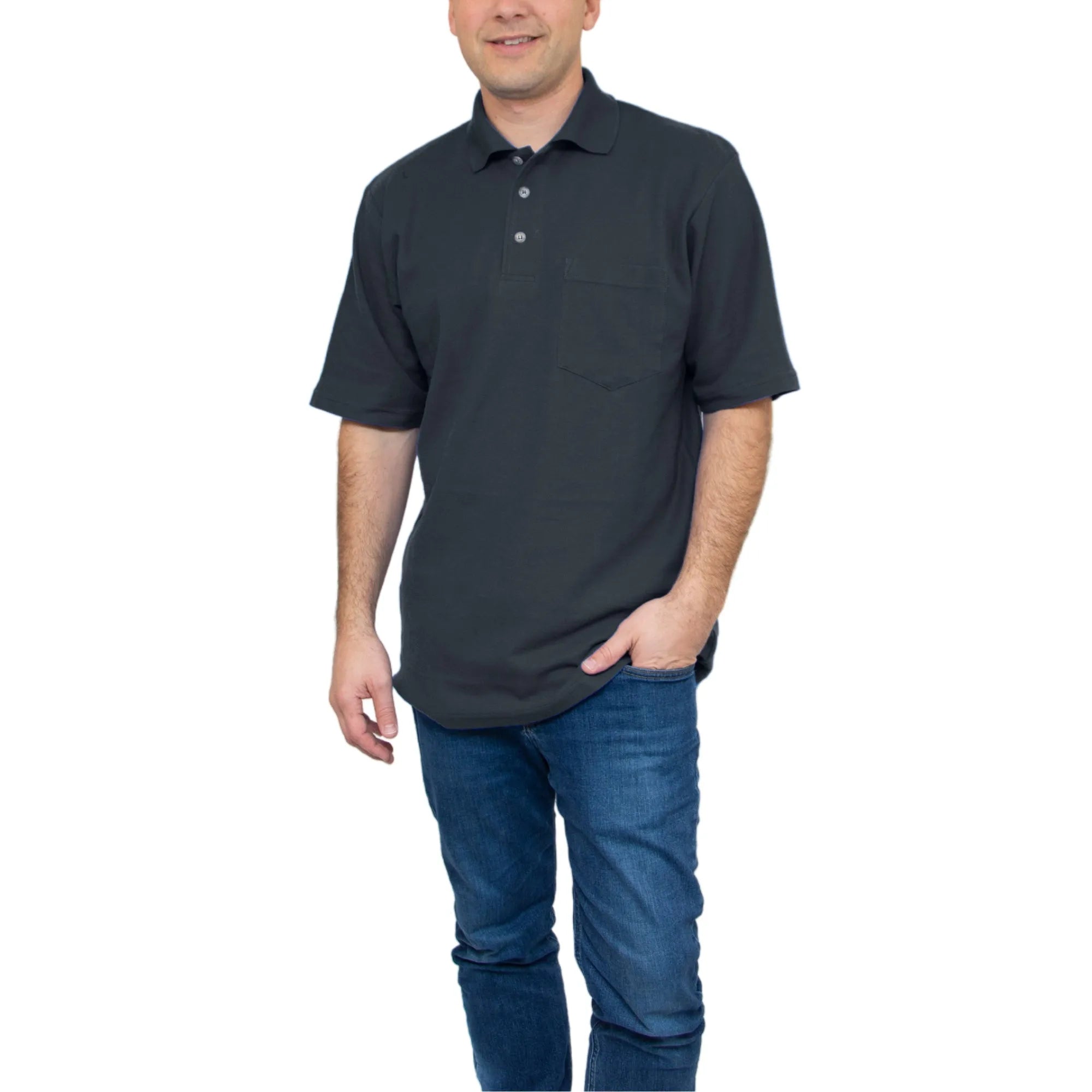 All American Clothing Pique Cotton Polo With Pocket Akwa