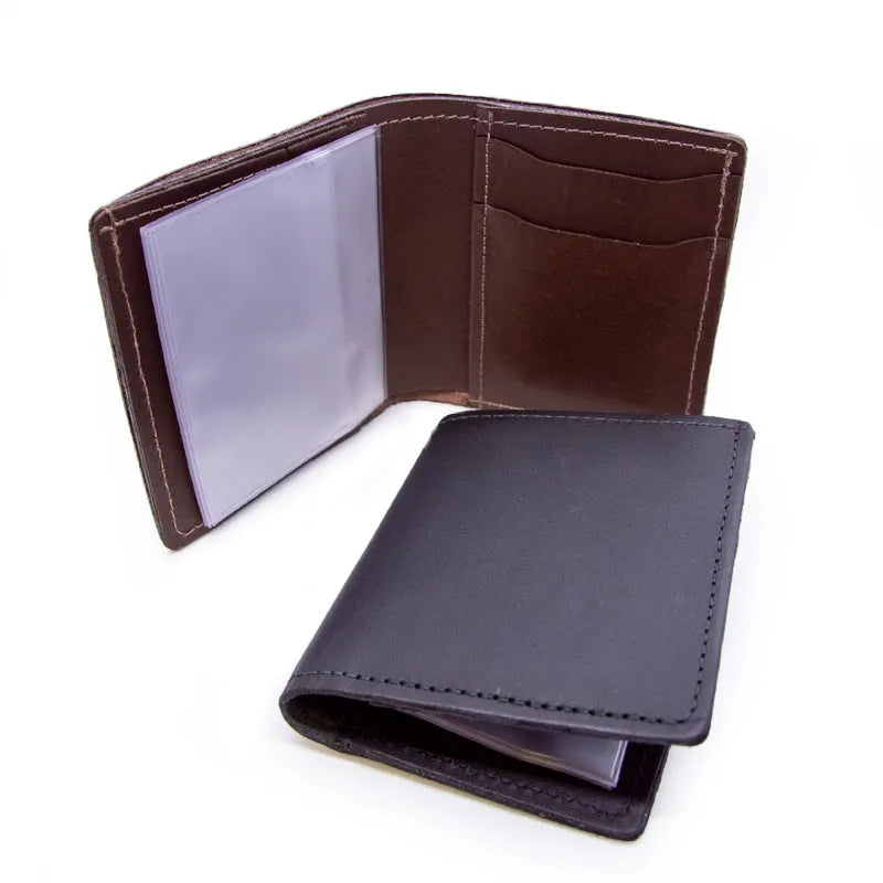 Cow Genuine Leather Men Wallet Many Departments Short Bifold Man