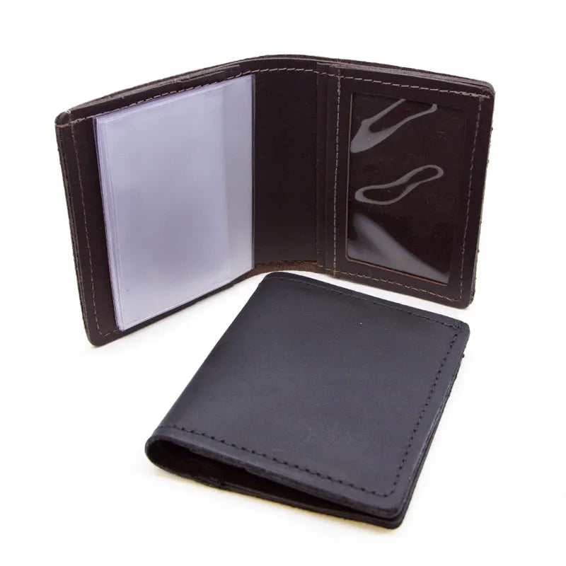 Black Colour Bi-Fold Italian Leather Money Clip Card Holder/Slim