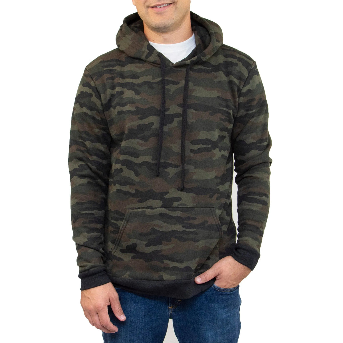 Camo Fleece Pullover Hoodie Royal Apparel