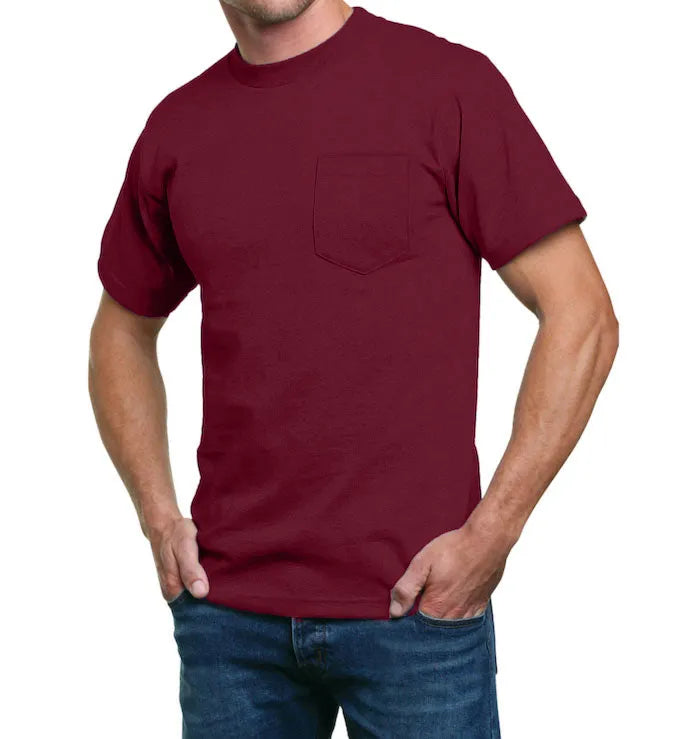 Maroon Double Pocket denim shirt for mens S / Maroon