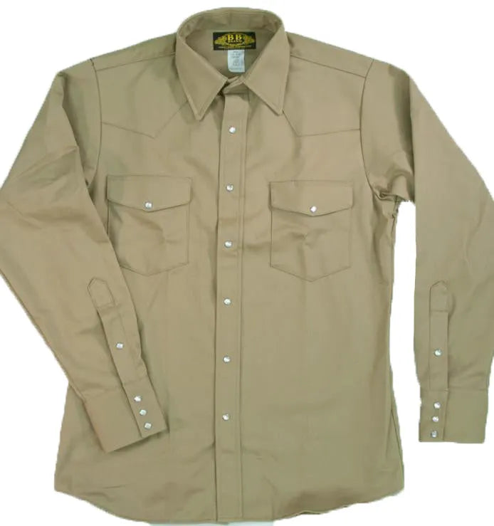 Heavyweight Khaki Work Shirt - Made in USA BB Brand