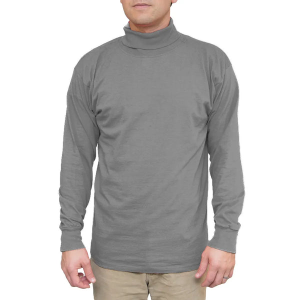 Mens cotton mock 2025 turtleneck long sleeve