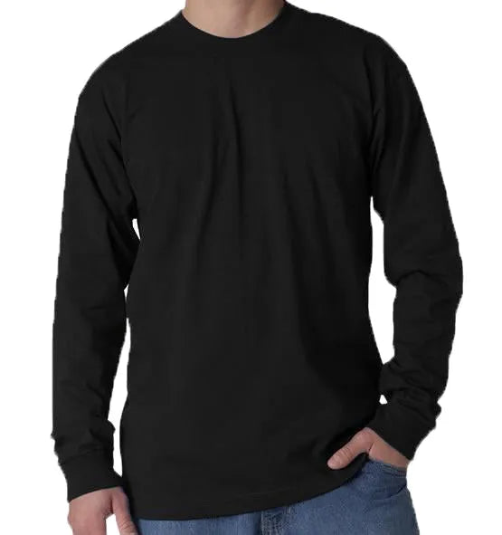 Long Sleeve BLACK T-SHIRT - All Sizes - Army Military Cotton Top - 100%  COTTON
