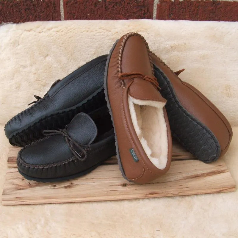 Men&#39;s Cushion-Flex Sole Sheepskin Slippers Footskins