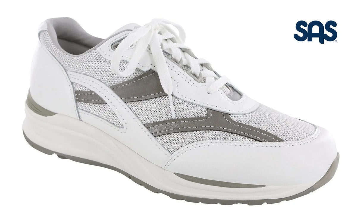 SAS Men&#39;s White and Gray Journey Mesh Lace Up Sneaker San Antonio Shoes