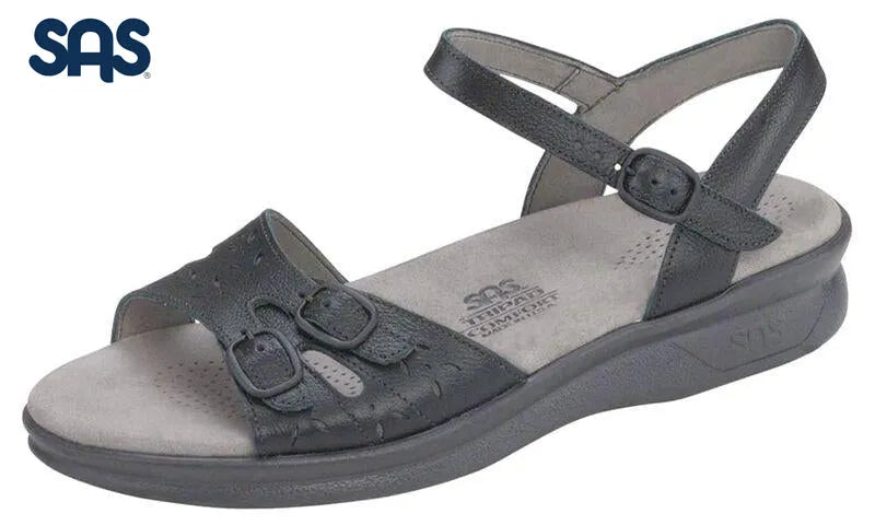 SAS Women's Black Duo Quarter Strap Sandal San Antonio Shoes