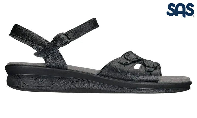 SAS Women's Black Duo Quarter Strap Sandal San Antonio Shoes